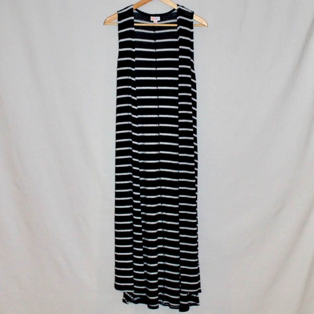 Lularoe joy vest navy and white stripes